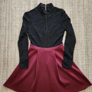 Lace Cocktail Dress, Lace Illusion Dress,  A-Line Lace Midi